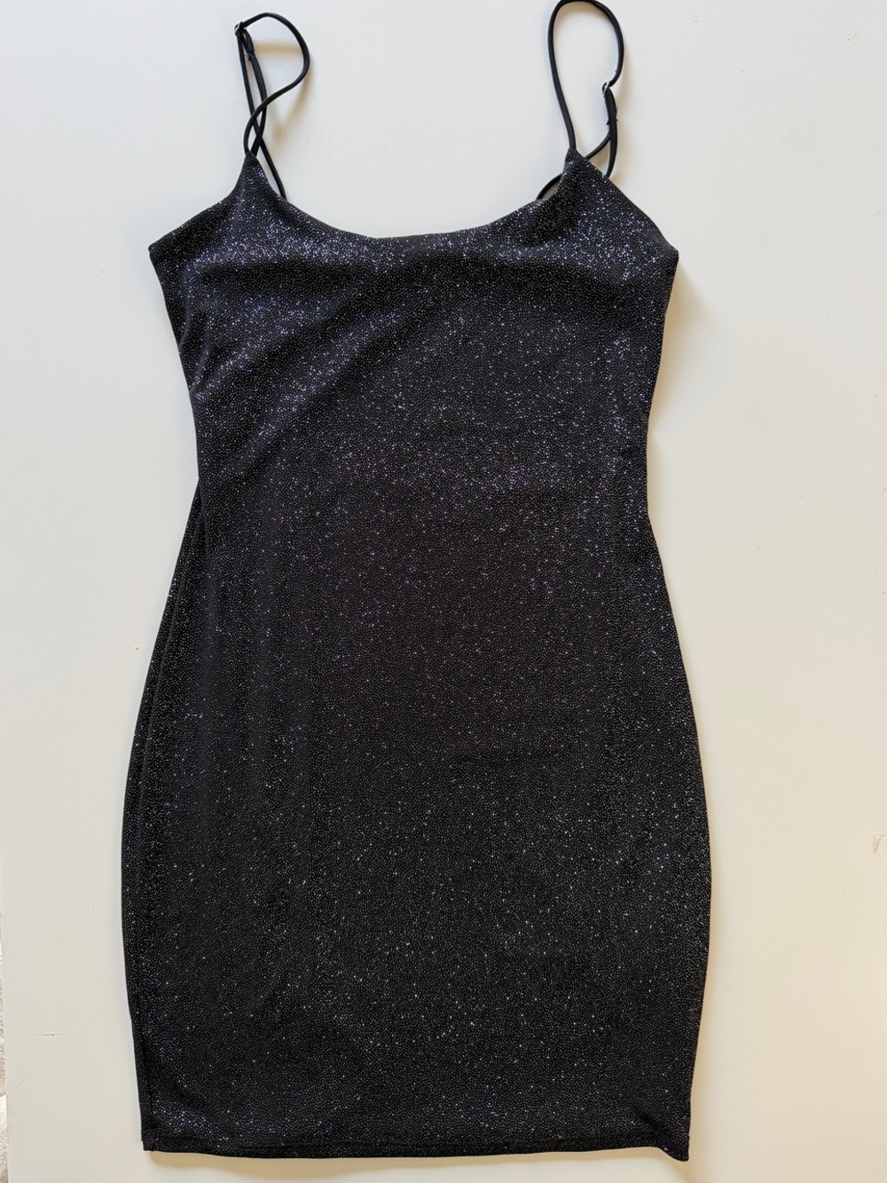 Lucy in the Sky Black Sparkle Spaghetti Strap Mini Dress